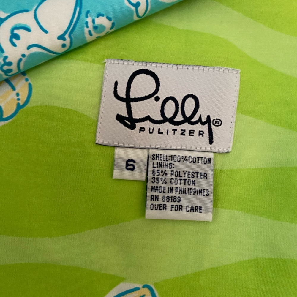 Lilly Pulitzer Green and Blue pelican/crab reversible skirt